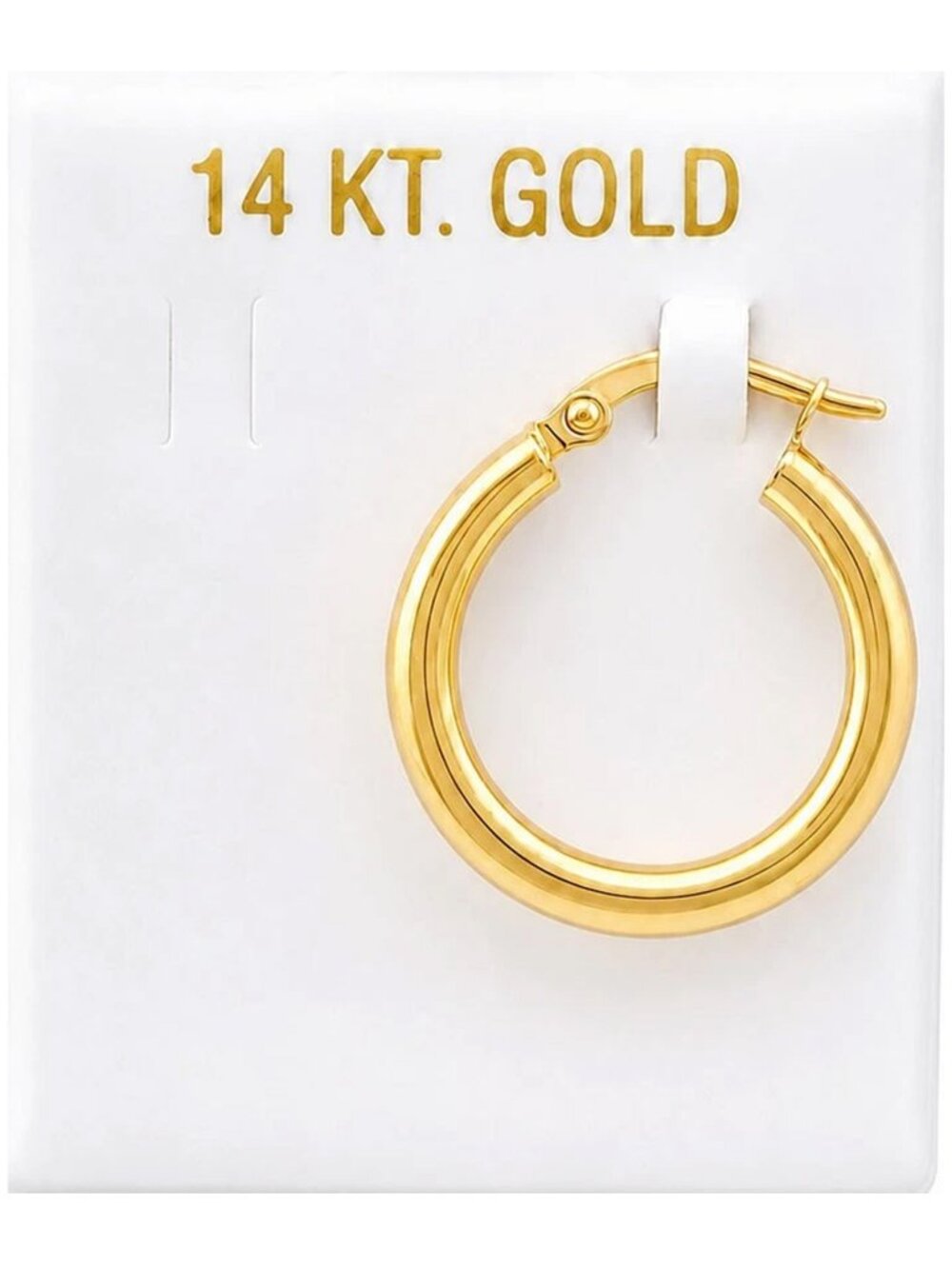 Hoop Single Earring Solid 14k Yellow Gold